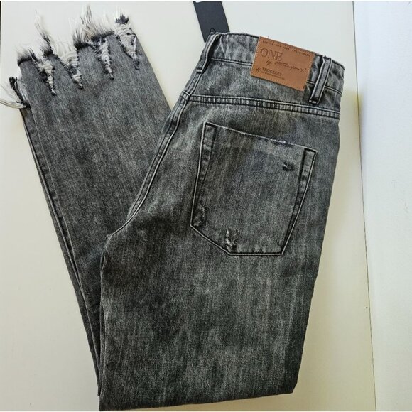 NWT ONE TEASPOON Truckers Mid Rise Straight Leg Women's 26 Opium Grey Distressed - Picture 15 of 15